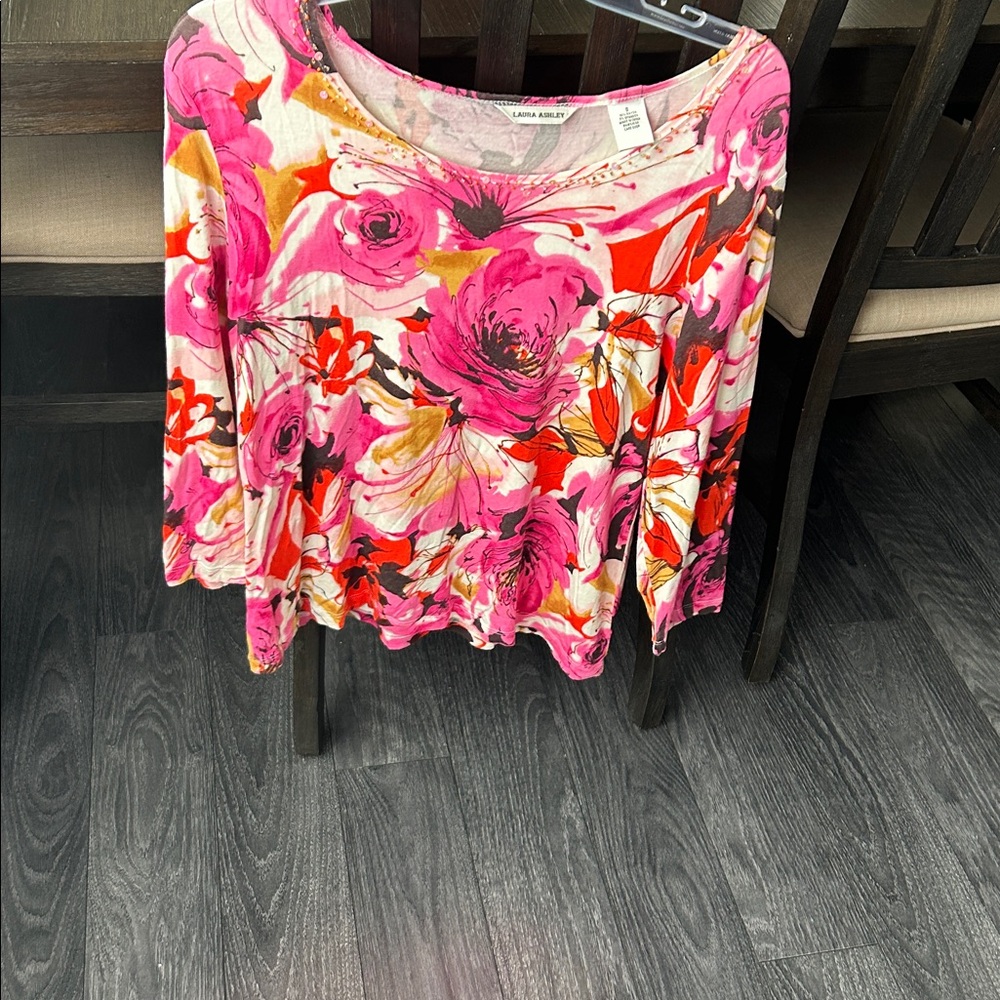 Laura Ashley Pink and Floral Long Sleeve Top